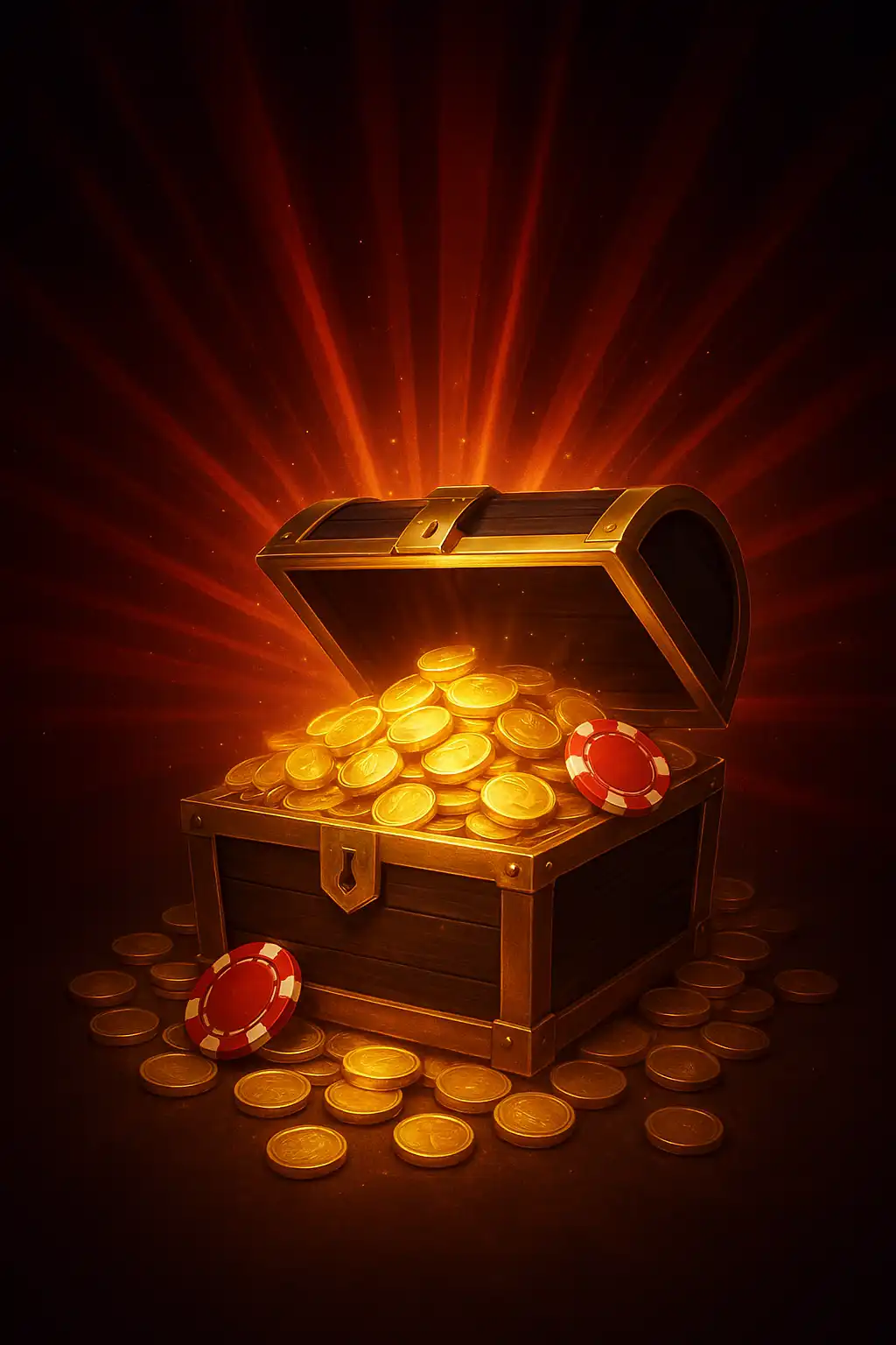 Ilustración del bono de bienvenida de Westio Casino con monedas de oro y cartas de juego