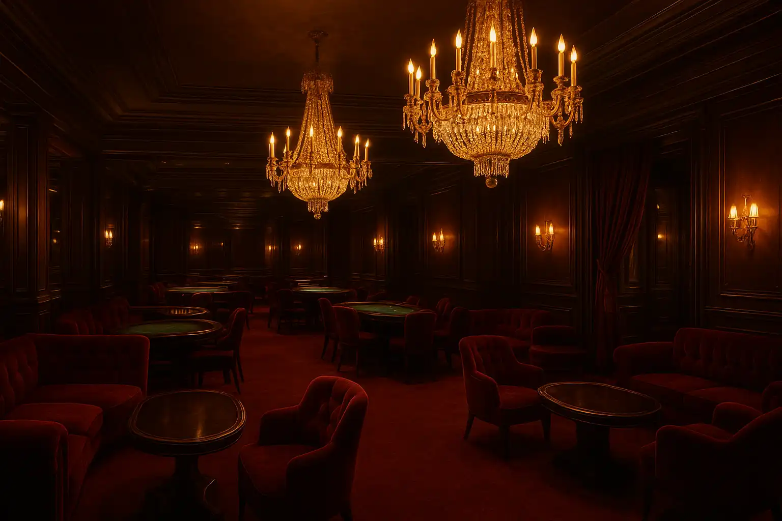 Elegant burgundy and gold casino lounge interior representing the Westio brand